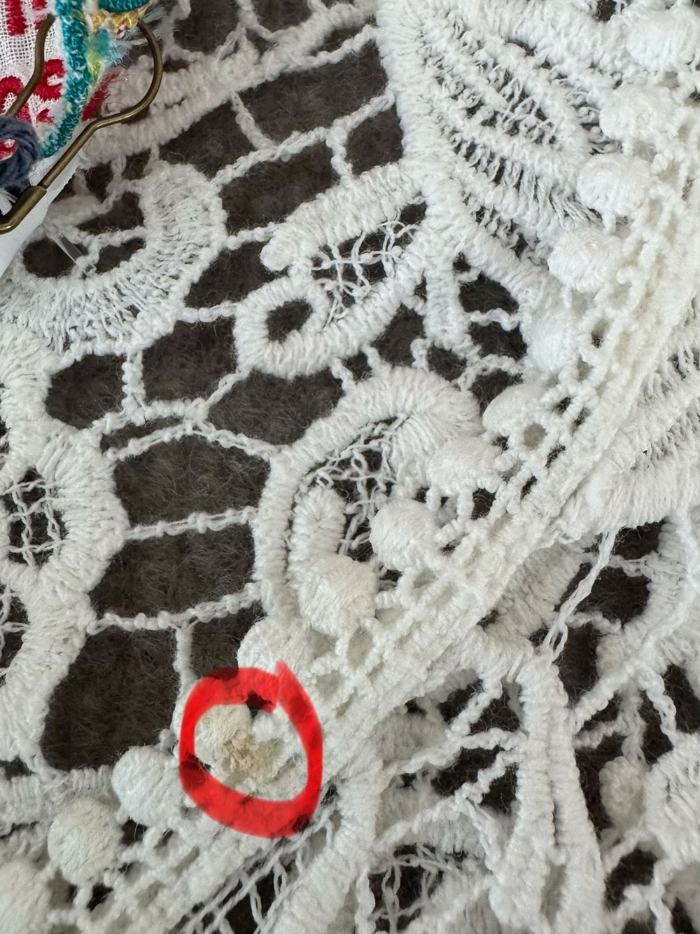Johnny Was Bohemian Lace Poncho Top Floral Crochet Cream/Ivory Scalloped Hem OS - Picture 13 of 13